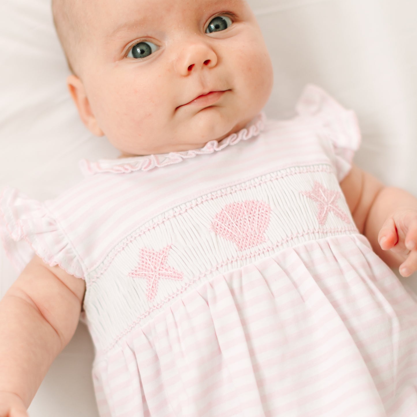 Coastal Treasures Smocked Bubble - Pink