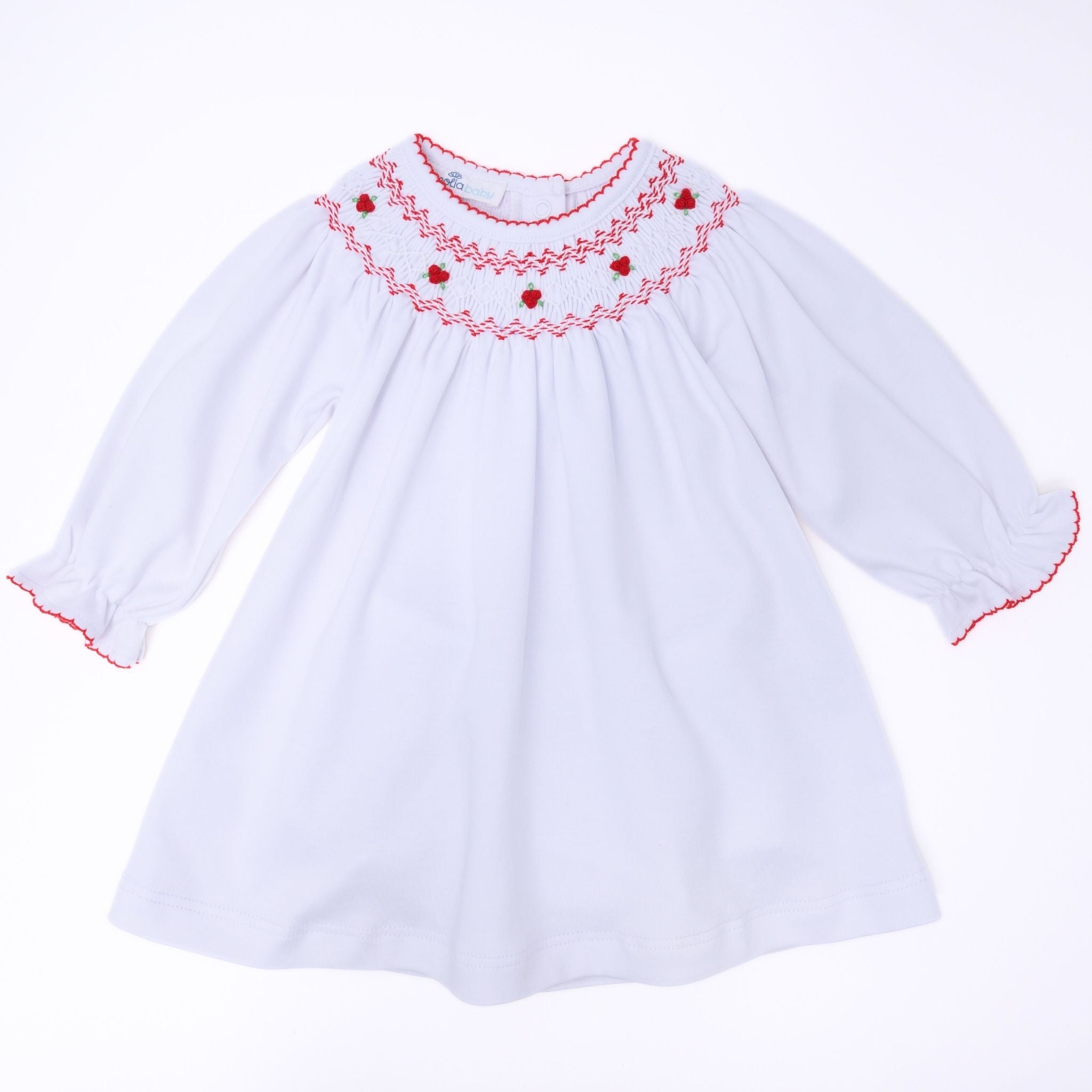 Eve Classics Infant Bishop Long Sleeve Dress Set - White Red - Magnolia Baby Girl