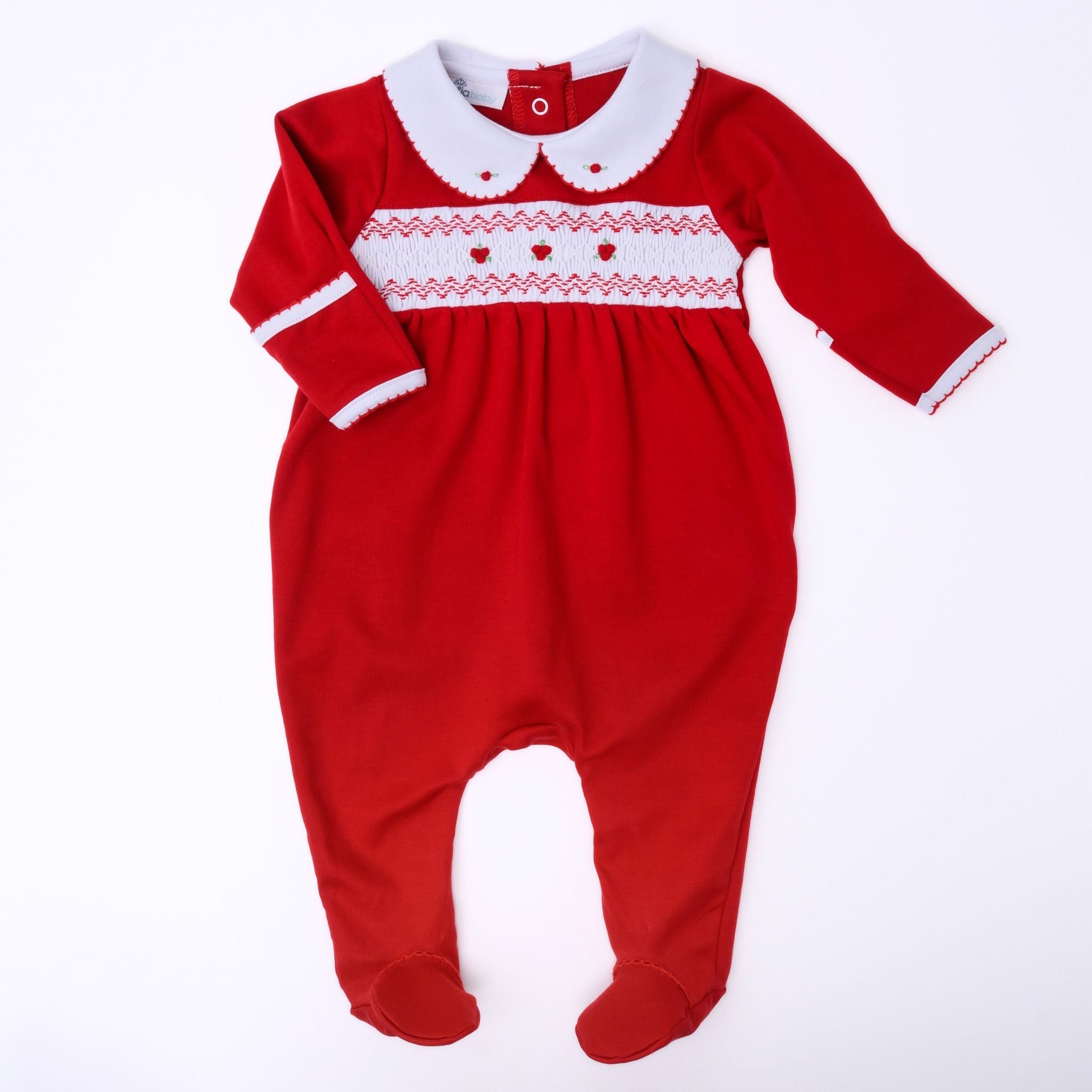 Eve Classics Smocked Footie - Red - Magnolia Baby Girl