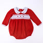 Eve Classics Smocked Long Sleeve Bubble - Red - Magnolia Baby Girl