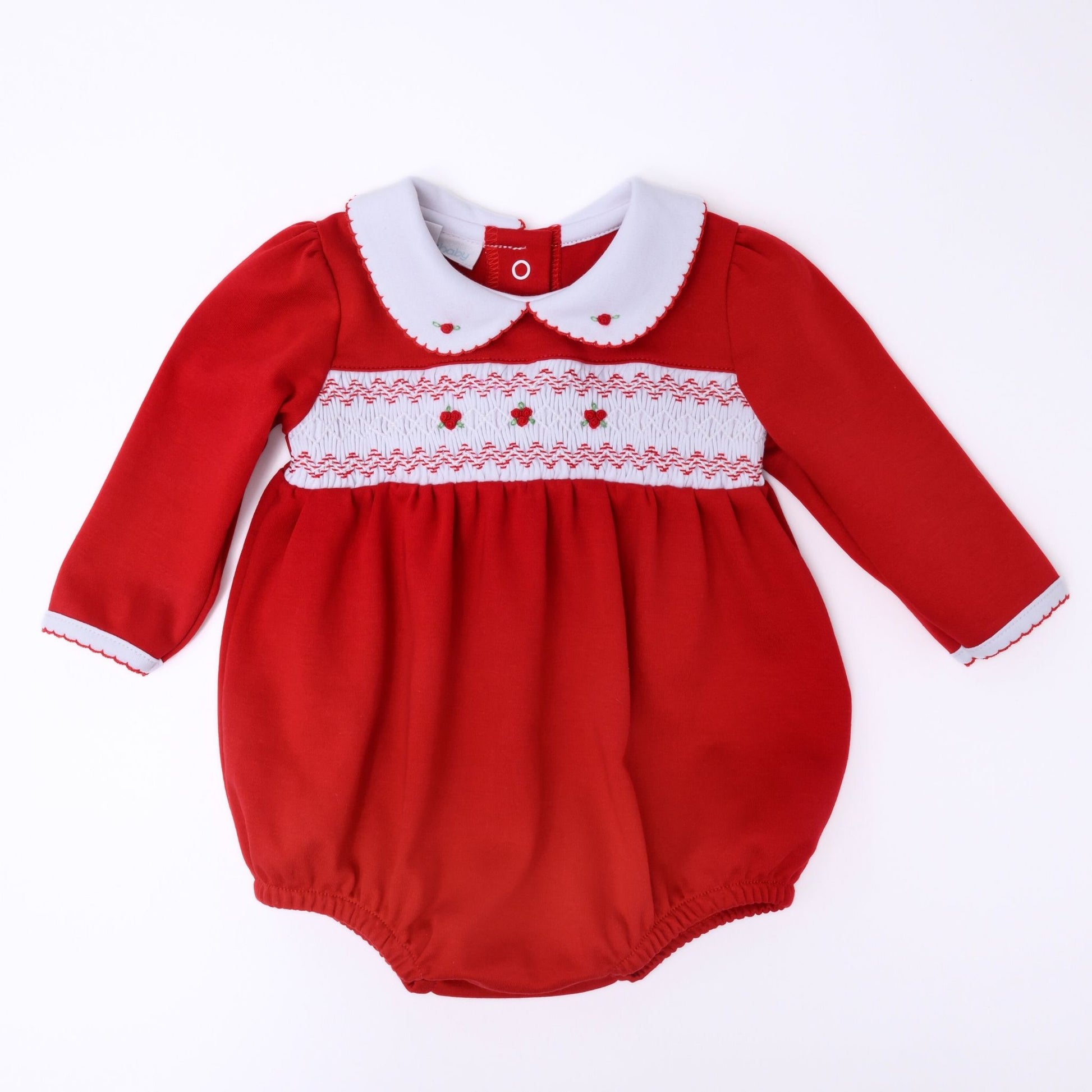 Eve Classics Smocked Long Sleeve Bubble - Red - Magnolia Baby Girl