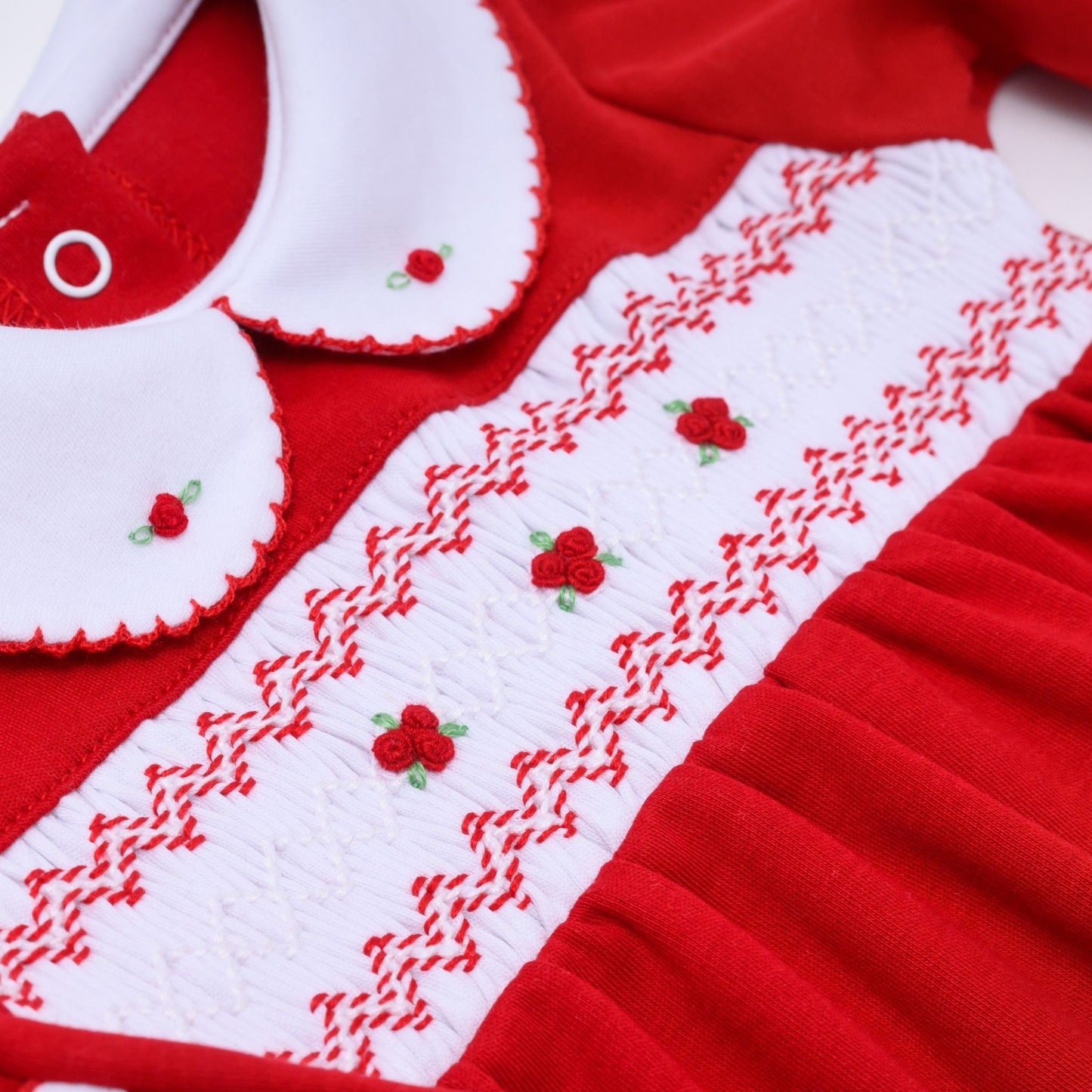 Eve Classics Smocked Long Sleeve Bubble - Red - Magnolia Baby Girl