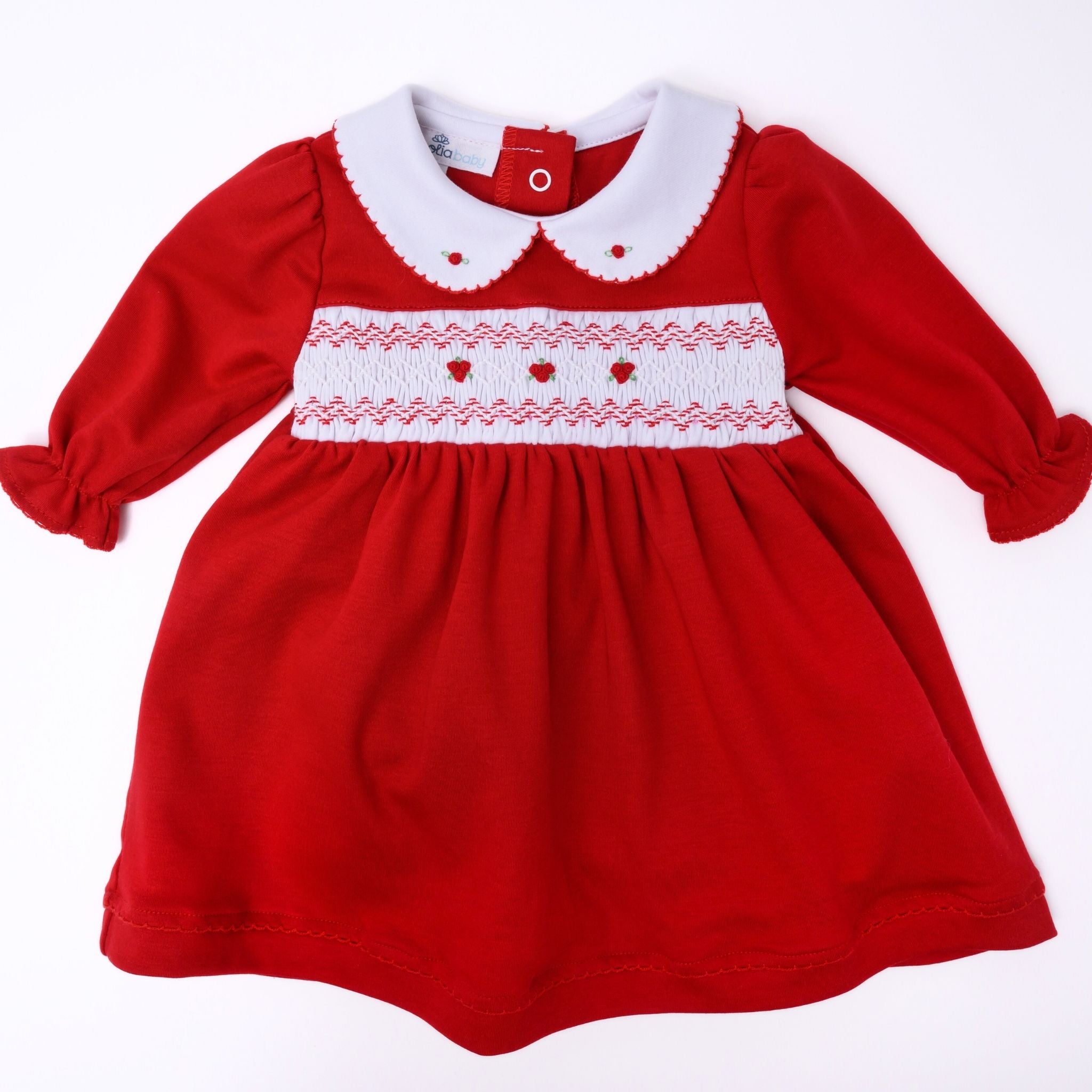 Eve Classics Infant Smocked Long Sleeve Dress - Red - Magnolia Baby Girl