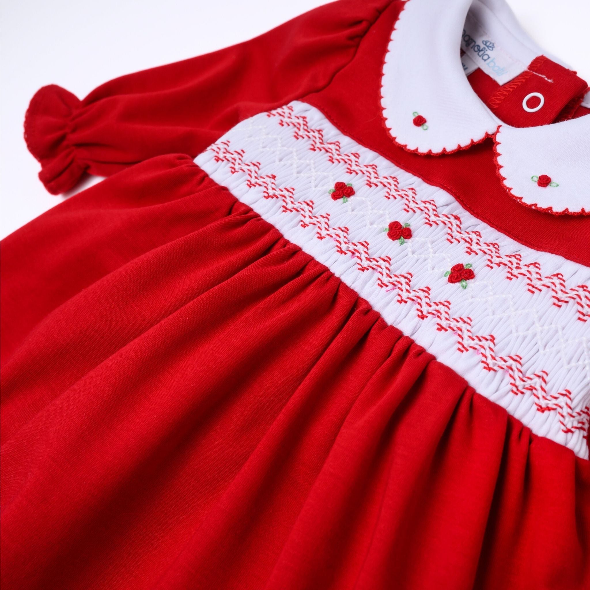 Eve Classics Infant Smocked Long Sleeve Dress - Red - Magnolia Baby Girl
