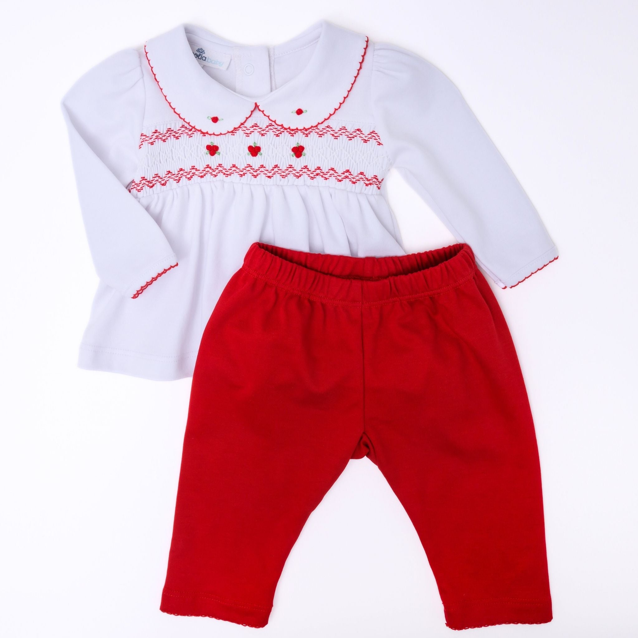 Eve Classics Smocked 2pc Pant Set - Red - Magnolia Baby Girl