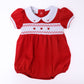Eve Classics Smocked Short Sleeve Bubble - Red - Magnolia Baby Girl