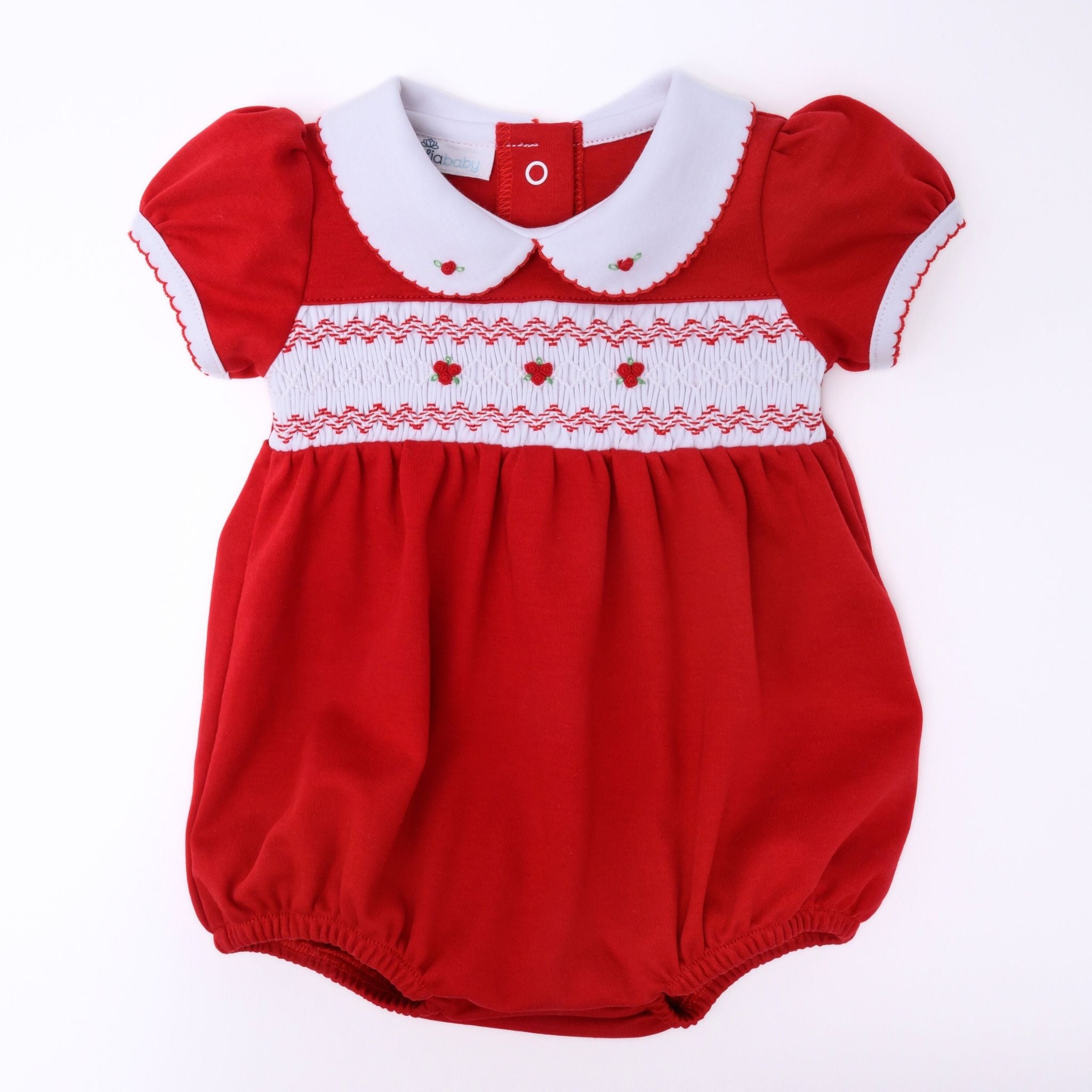 Eve Classics Smocked Short Sleeve Bubble - Red - Magnolia Baby Girl