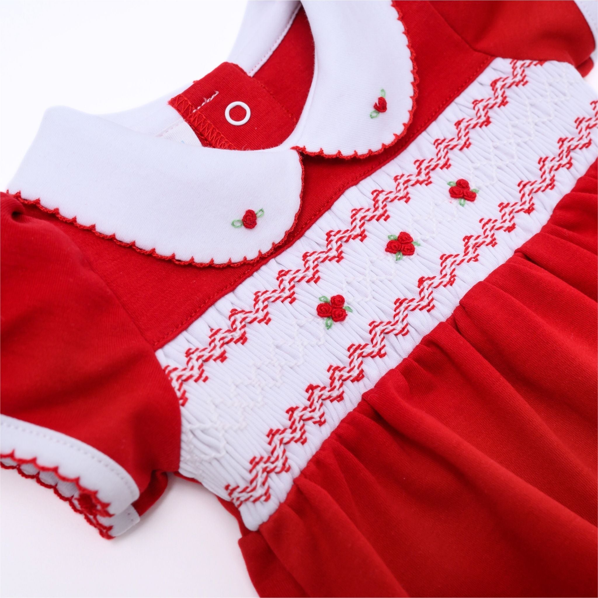 Eve Classics Smocked Short Sleeve Bubble - Red - Magnolia Baby Girl