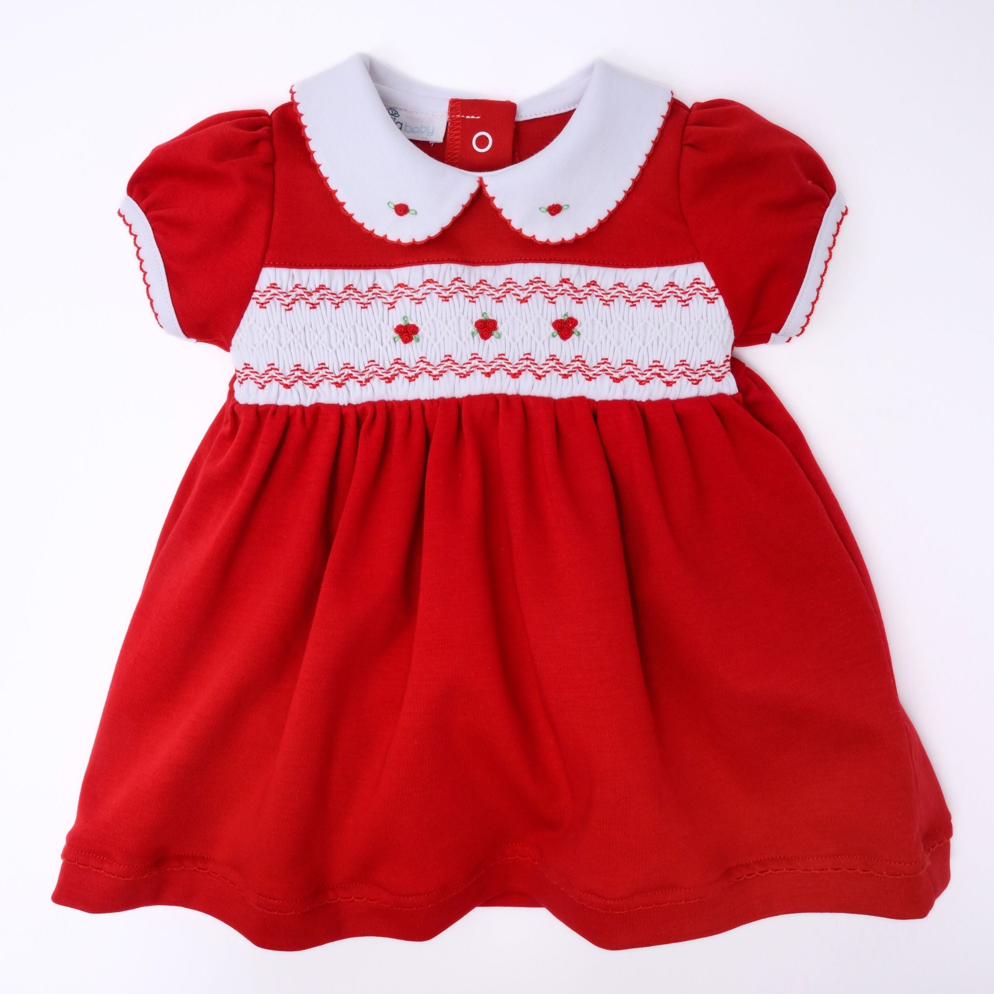Eve Classics Infant Smocked Short Sleeve Dress - Red - Magnolia Baby Girl