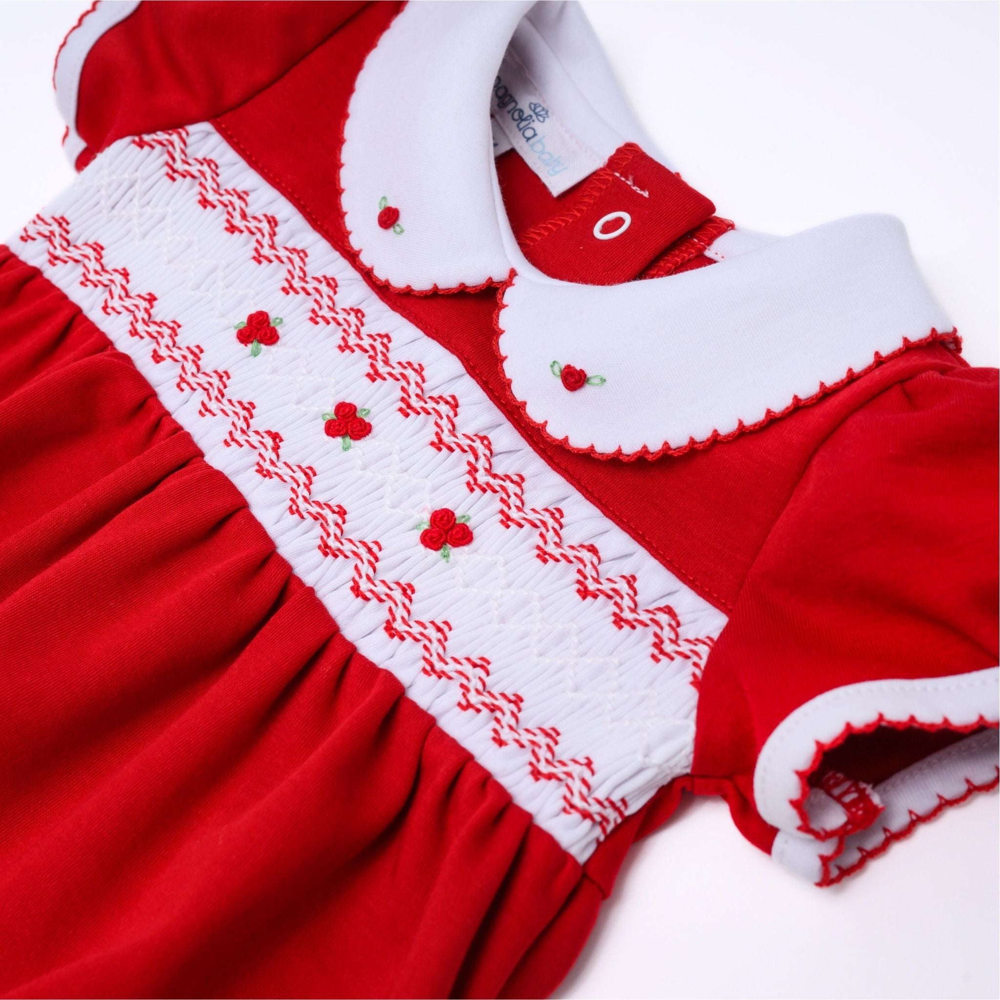 Eve Classics Infant Smocked Short Sleeve Dress - Red - Magnolia Baby Girl