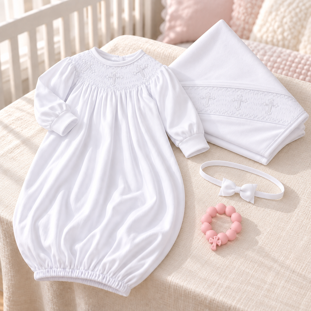 Baby Girl Bishop Gown Gift Set - Forever Blessed