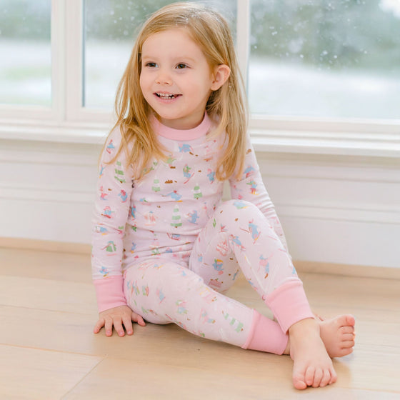 Ski Buddies Long Pajamas - Pink