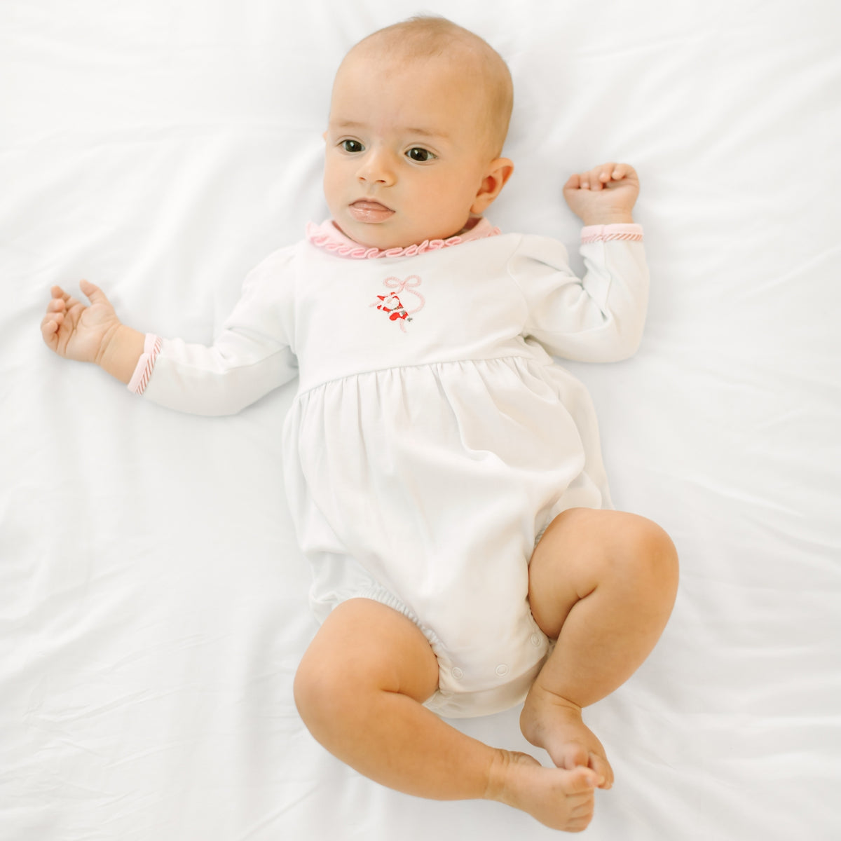 Jolly Ribbons Hand-Embroidered Long Sleeve Ruffle Bubble