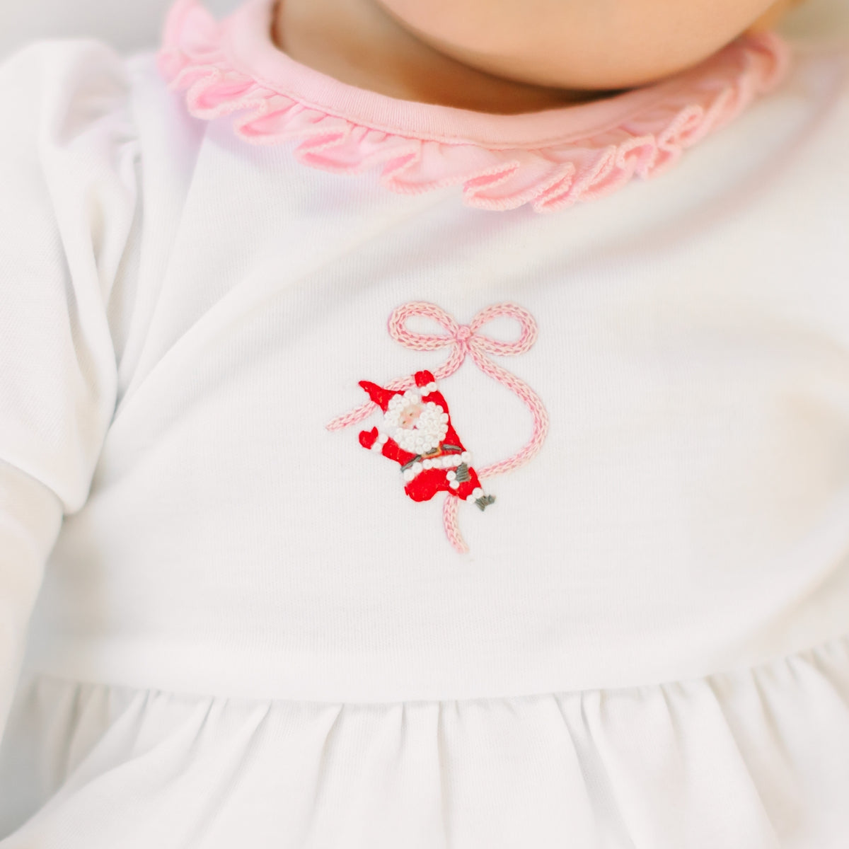 Jolly Ribbons Hand-Embroidered Long Sleeve Ruffle Bubble