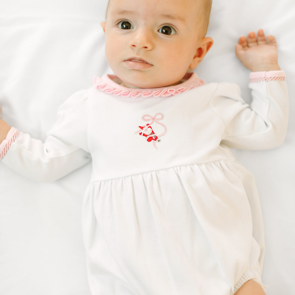 Jolly Ribbons Hand-Embroidered Long Sleeve Ruffle Bubble
