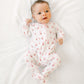 Jolly Ribbons Print Ruffle Zip Footie
