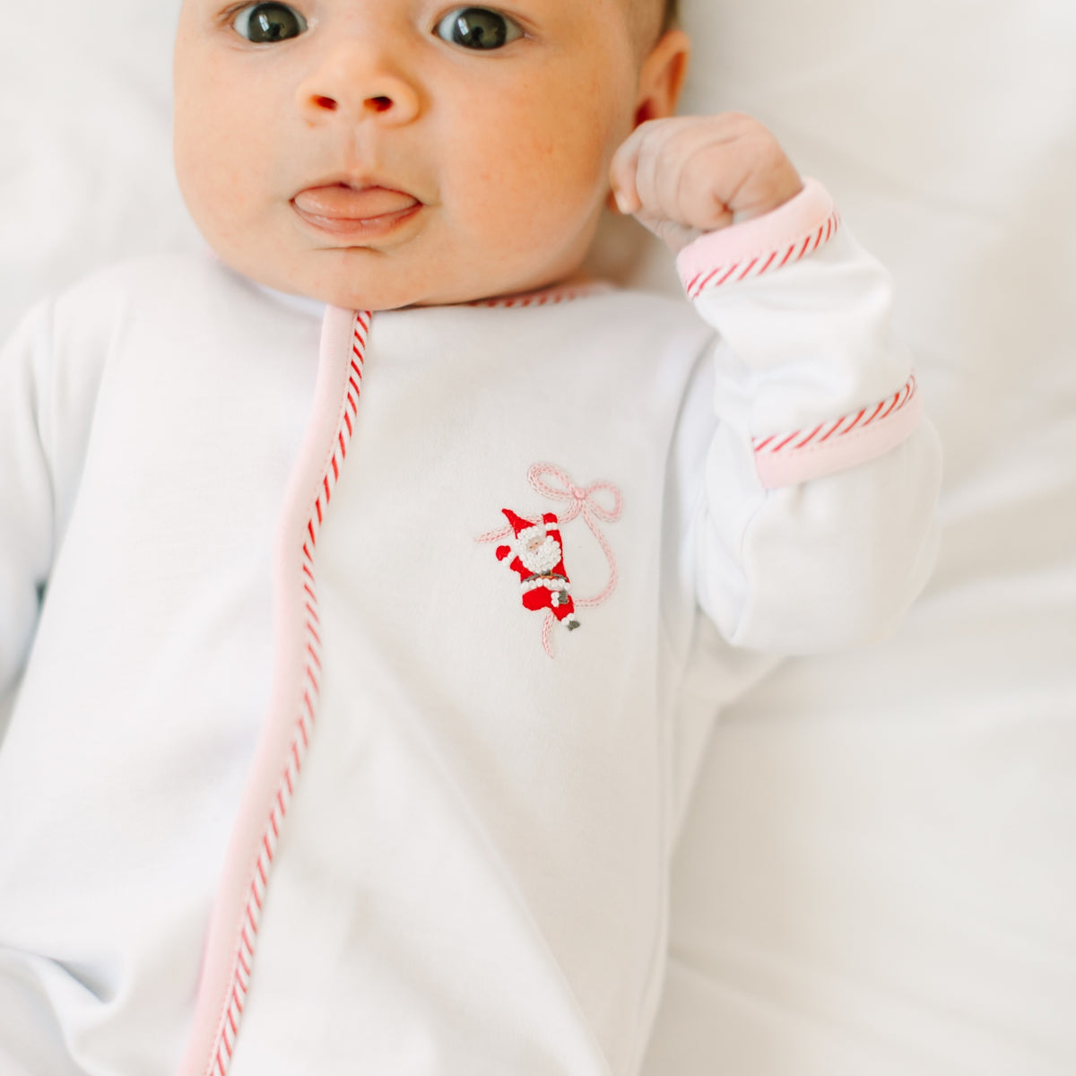 Jolly Ribbons Hand-Embroidered Ruffle Footie