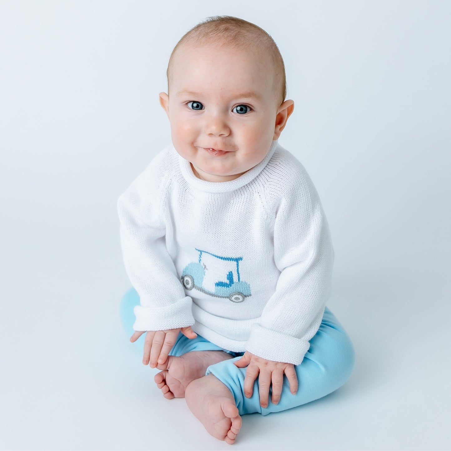 Little Golfer Rollneck Sweater - Light Blue