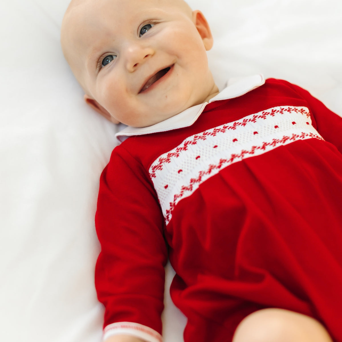Miles Smocked Long Sleeve Bubble