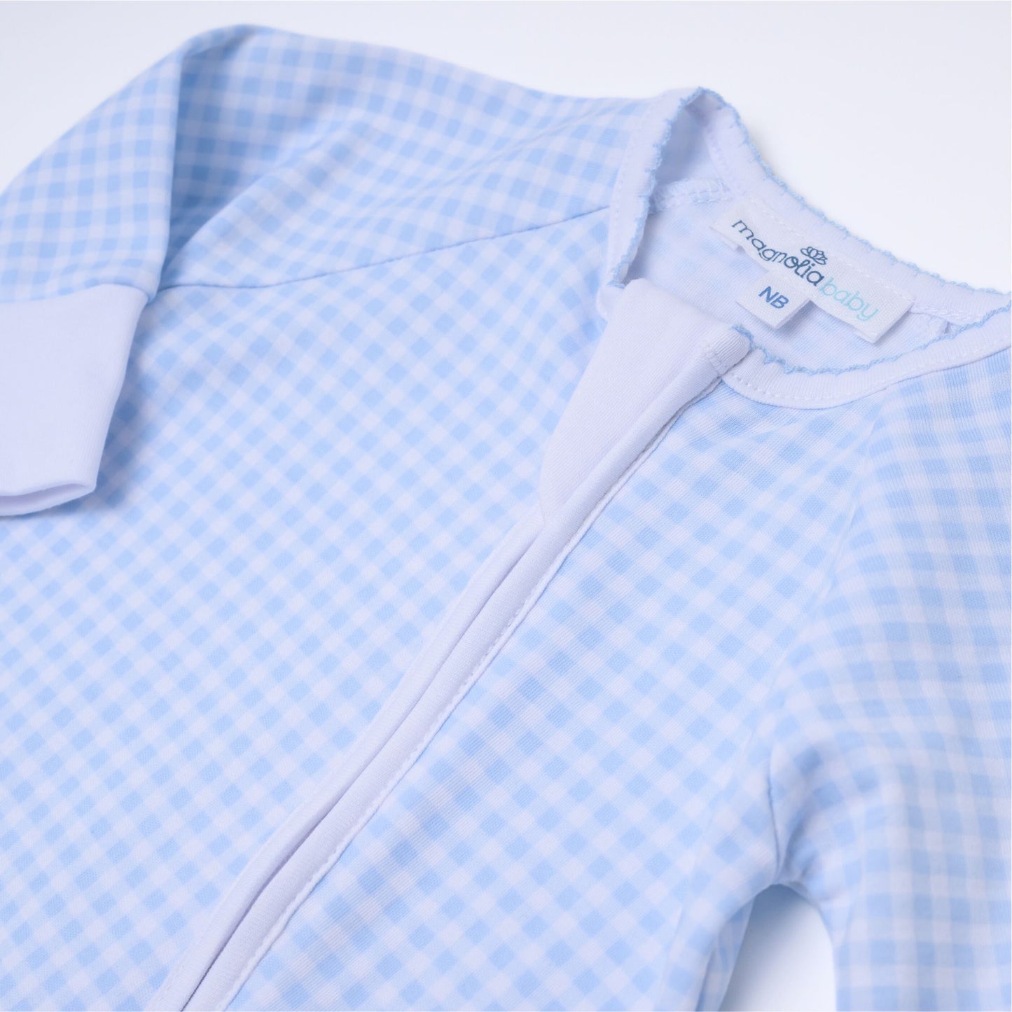 Mini Checks Zip Playsuit Light Blue Magnolia Baby male