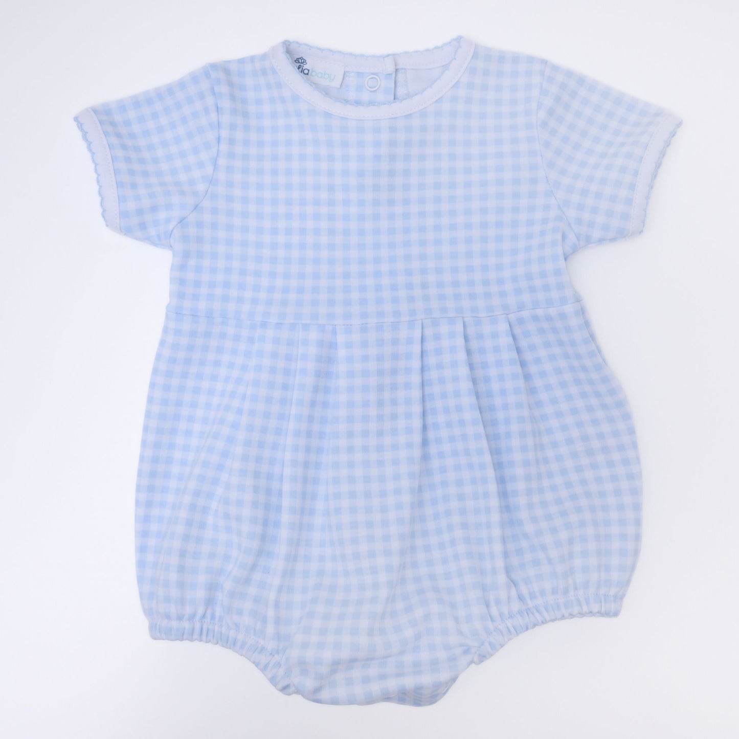 Mini Checks Blue Short Sleeve Bubble Magnolia Baby male