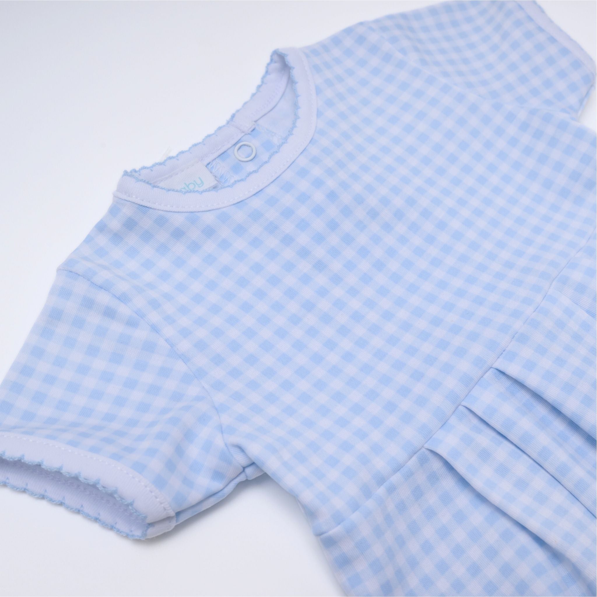 Mini Checks Blue Short Sleeve Bubble Magnolia Baby male