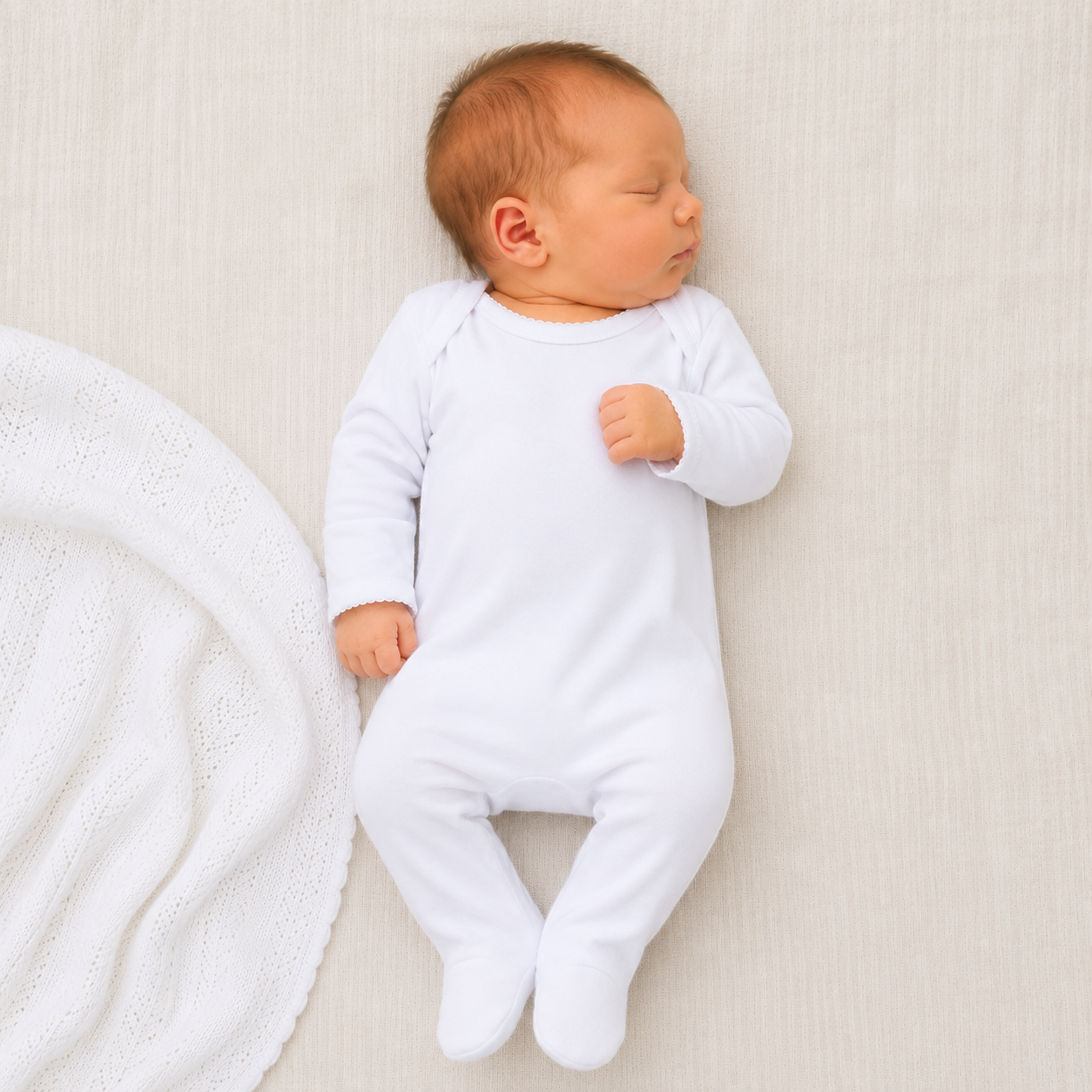 Solid Essentials Lap Footie - White with White Trim
