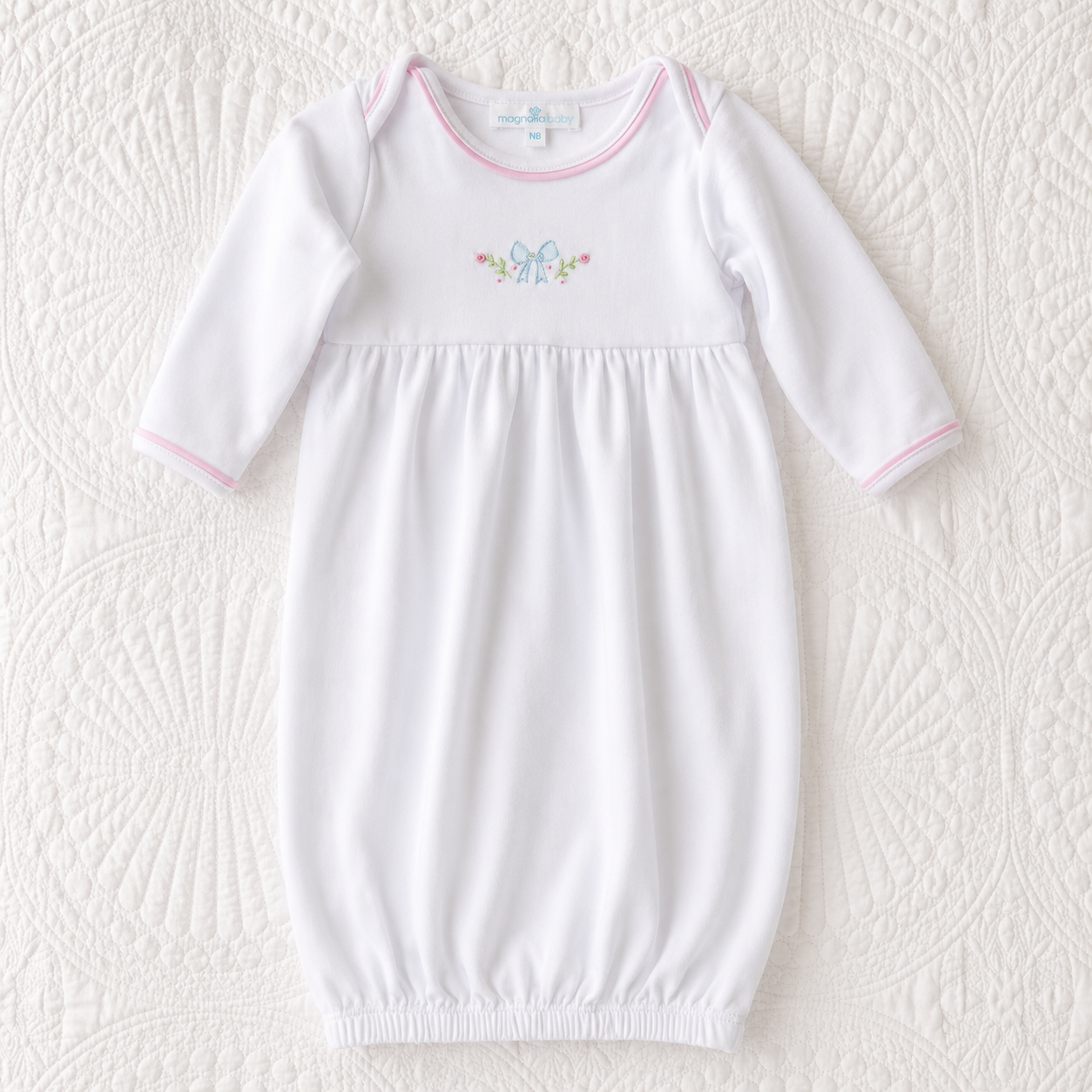 Evelyn's Classics Hand-Embroidered Gathered Gown