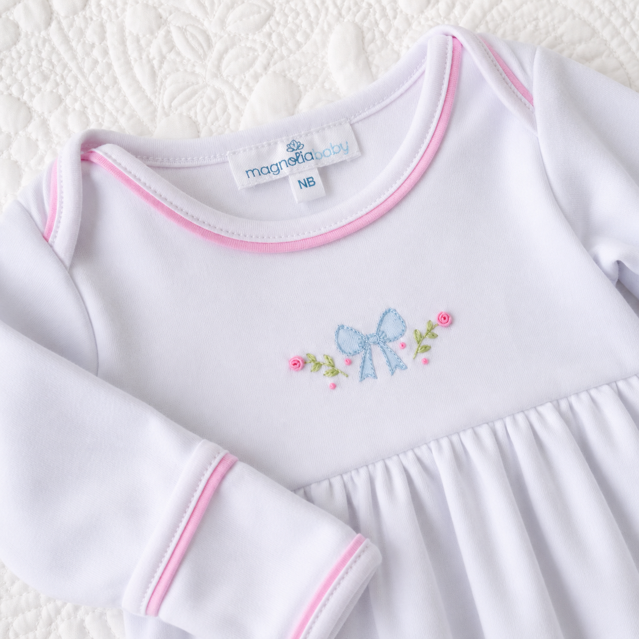 Evelyn's Classics Hand-Embroidered Gathered Gown