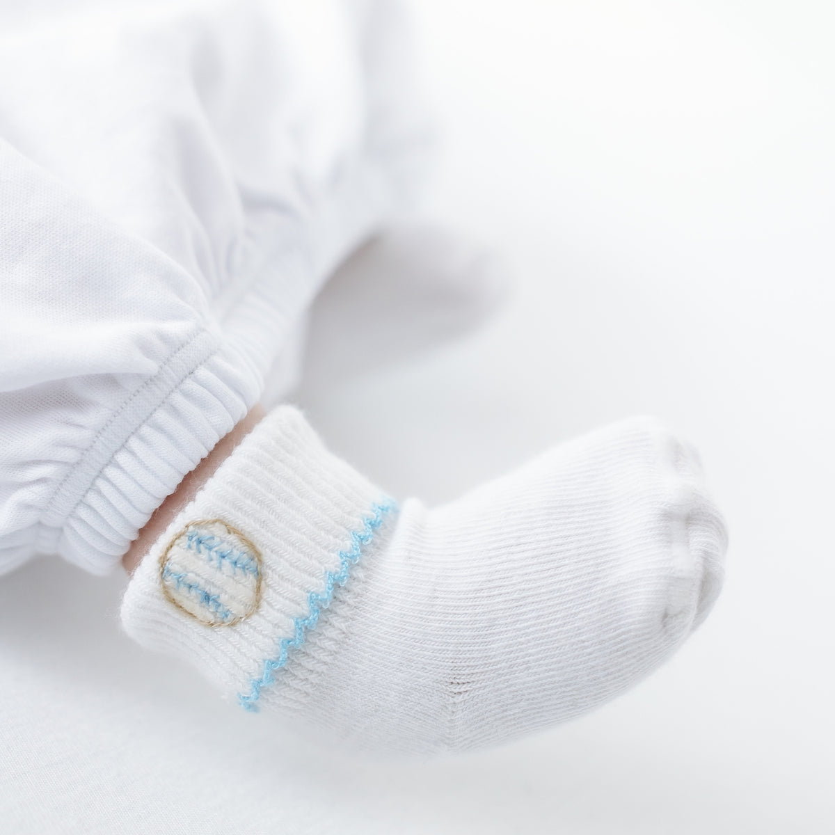 Precious Lil' Sluggers Hand-Embroidered Socks - Light Blue