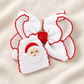 Santa Embroidered Christmas Hair Bow