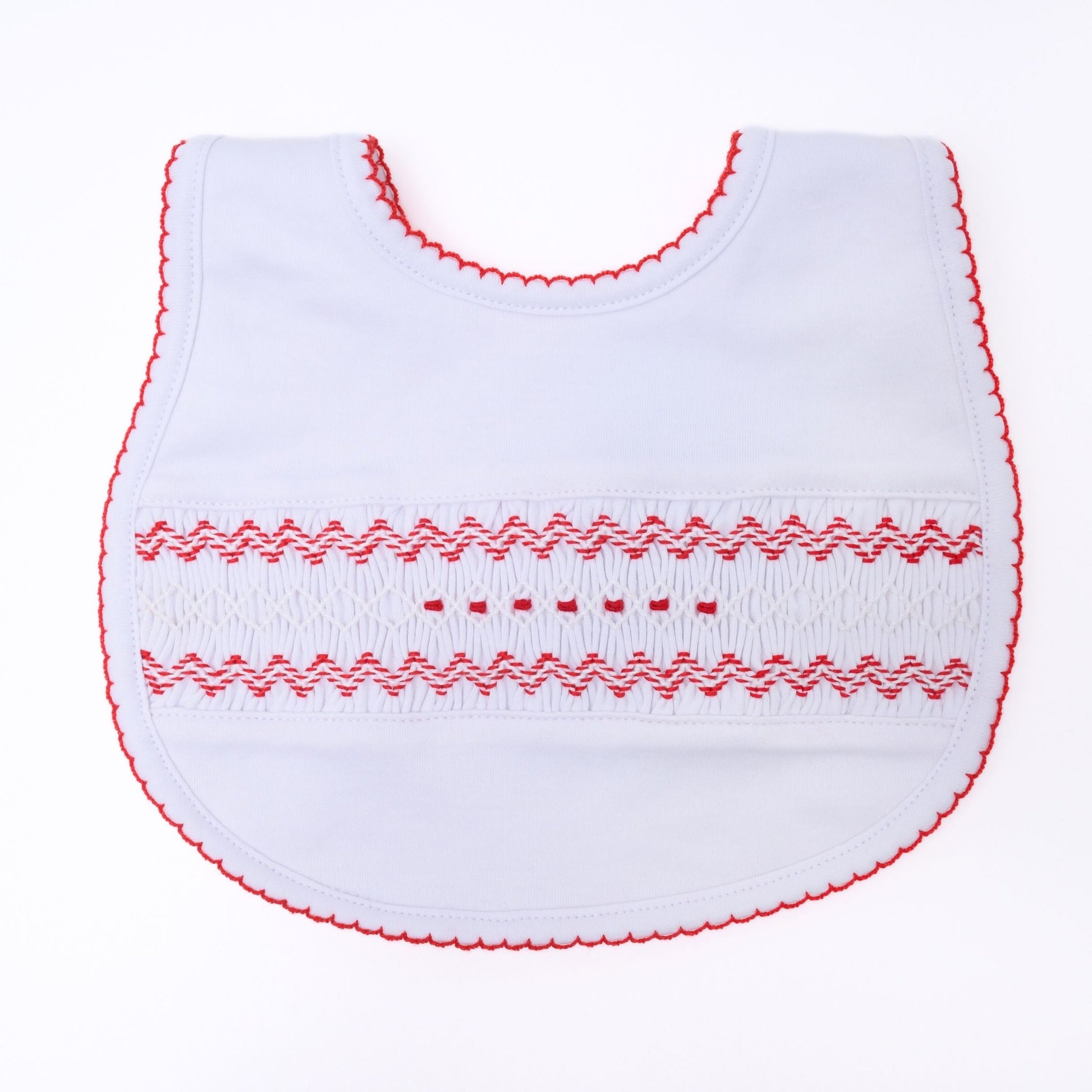 Chris Classics Smocked Bib - White Red - Magnolia Baby Boy