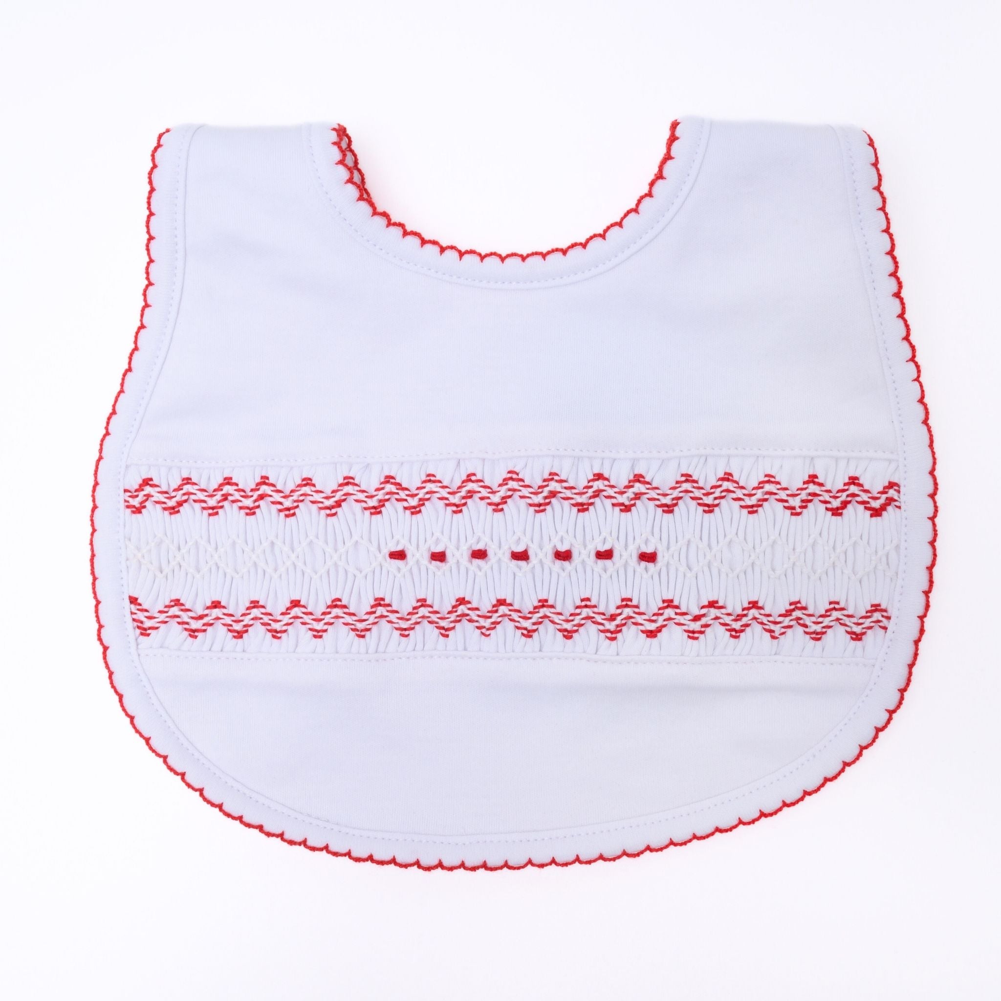 Chris Classics Smocked Bib - White Red - Magnolia Baby Boy