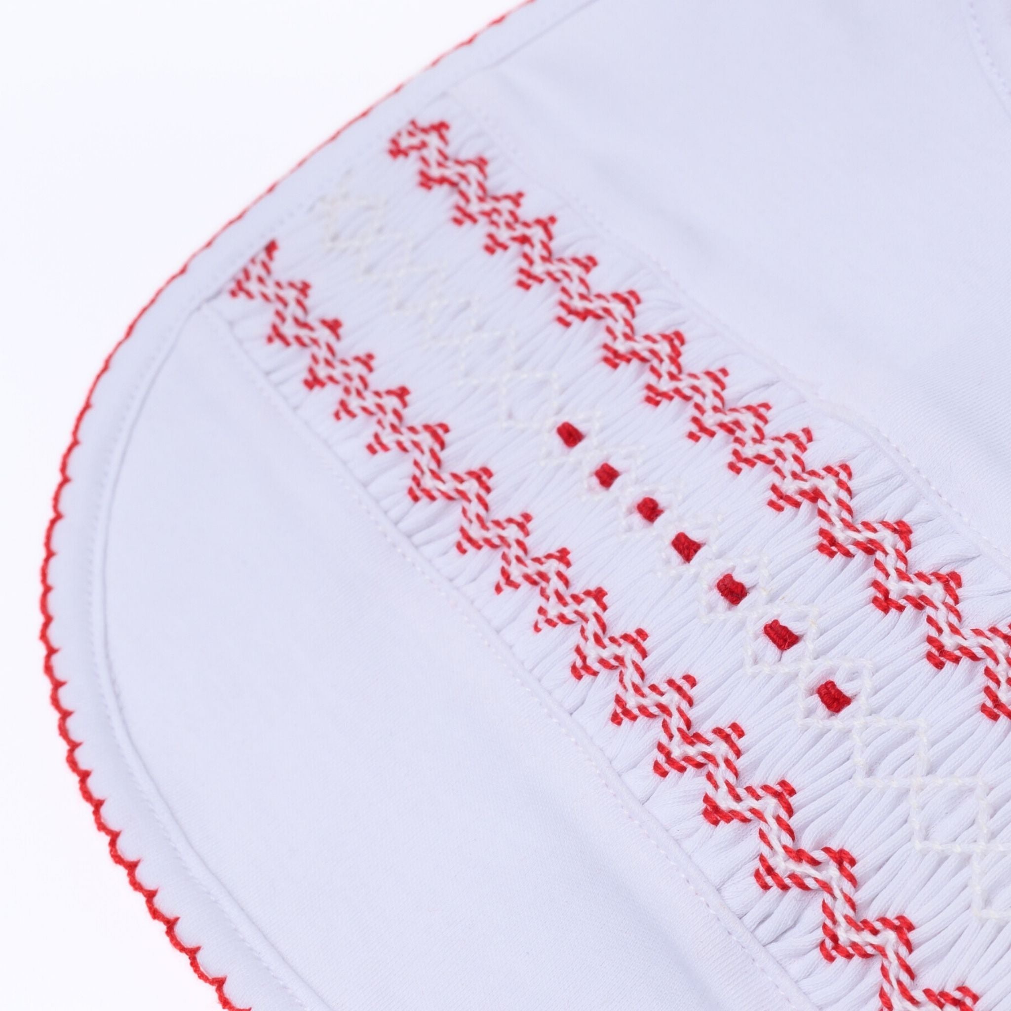 Chris Classics Smocked Bib - White Red - Magnolia Baby Boy