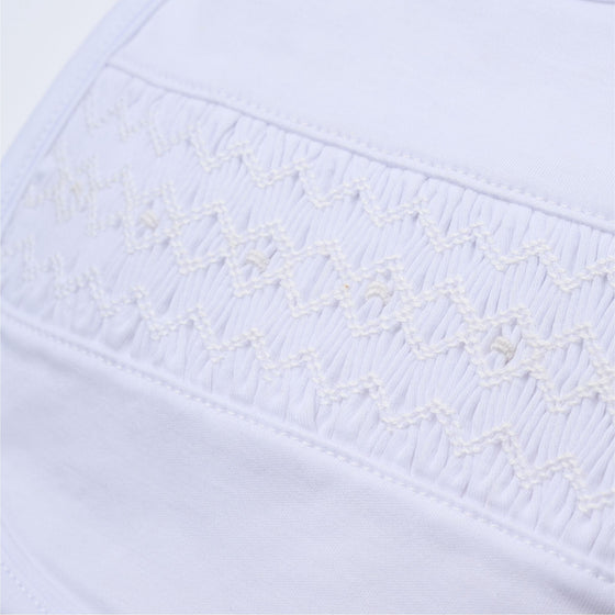 Hazel and Hudson Smocked Bib - White