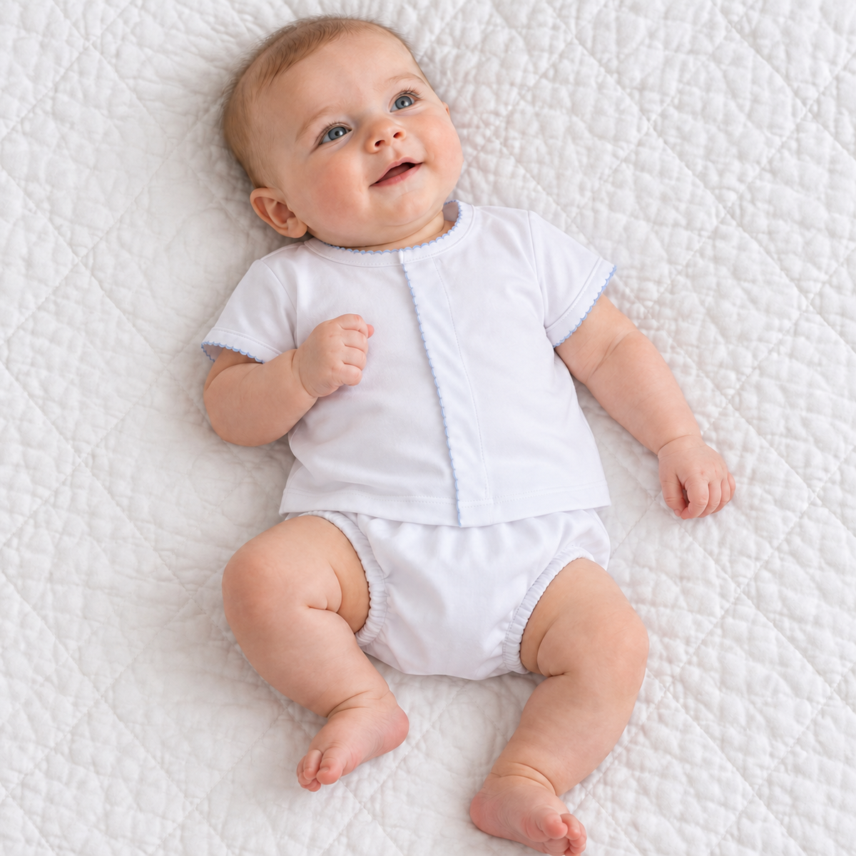Solid Essentials Diaper Cover Set - White Light Blue