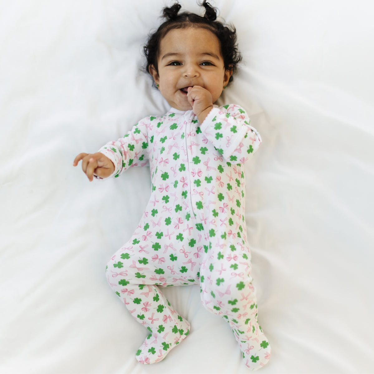 Sweet Clover Print Zip Footie