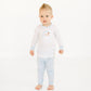 Sweet St. Nick Applique Long Pajamas - Light Blue