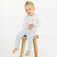 Sweet St. Nick Applique Long Pajamas - Light Blue