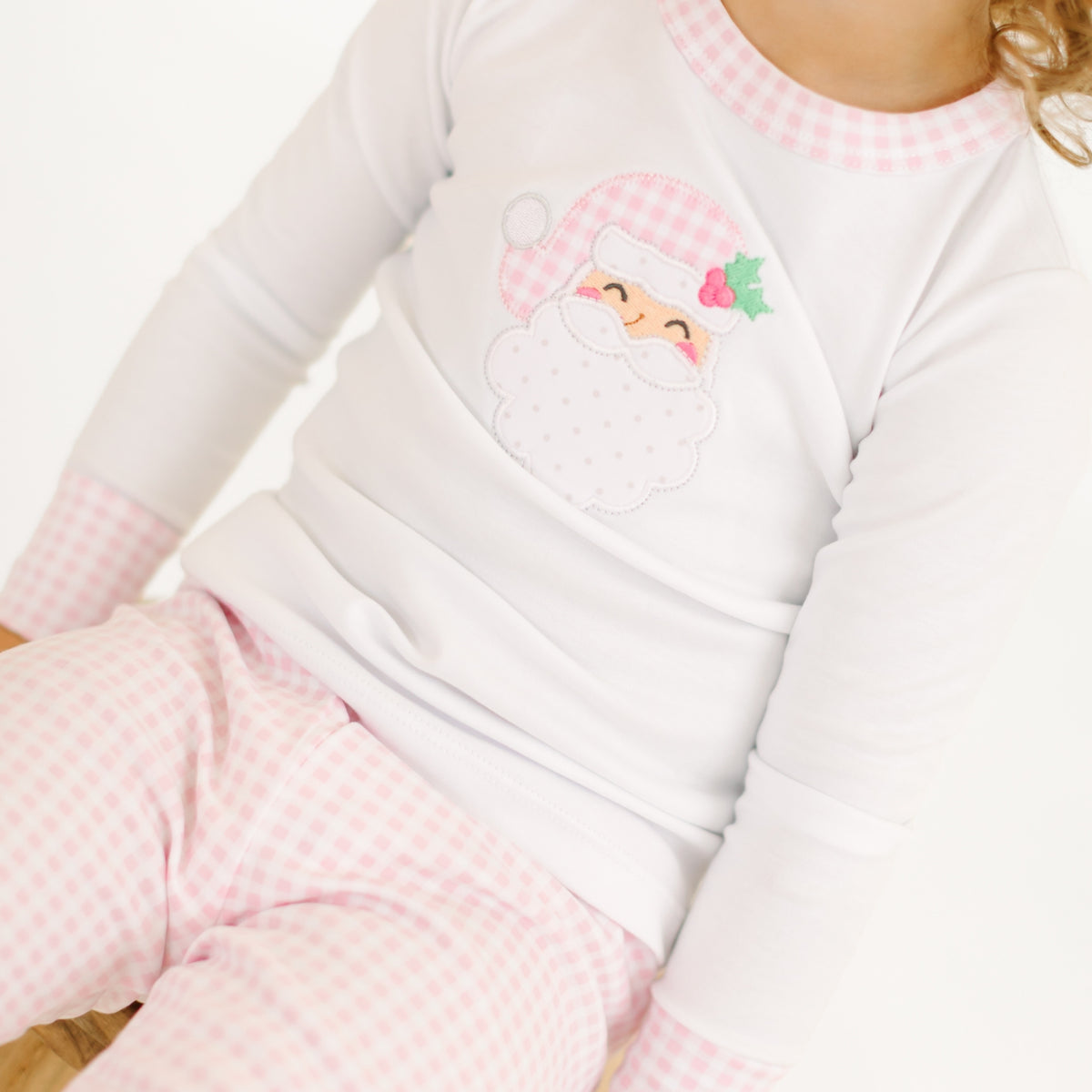 Sweet St. Nick Applique Long Pajamas - Pink