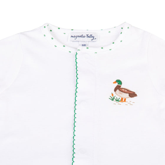 Mallard Pond Embroidered Footie - Magnolia BabyFootie