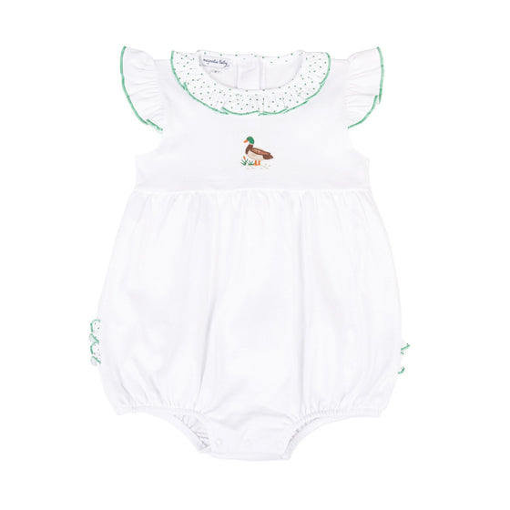 Mallard Pond Embroidered Ruffle Bubble - Magnolia BabyBubble