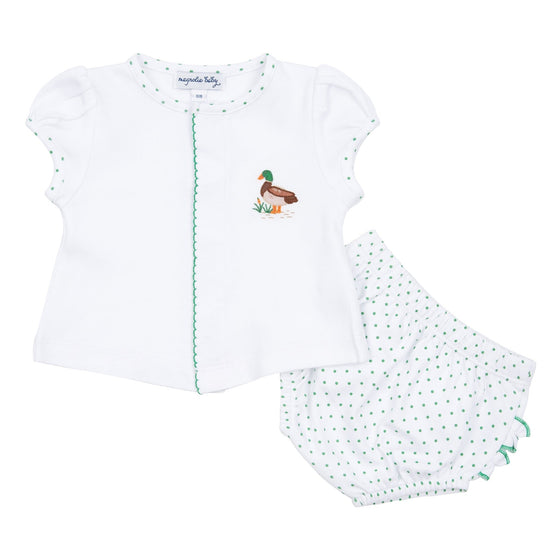 Mallard Pond Embroidered Ruffle Diaper Cover Set - Magnolia BabyDiaper Cover