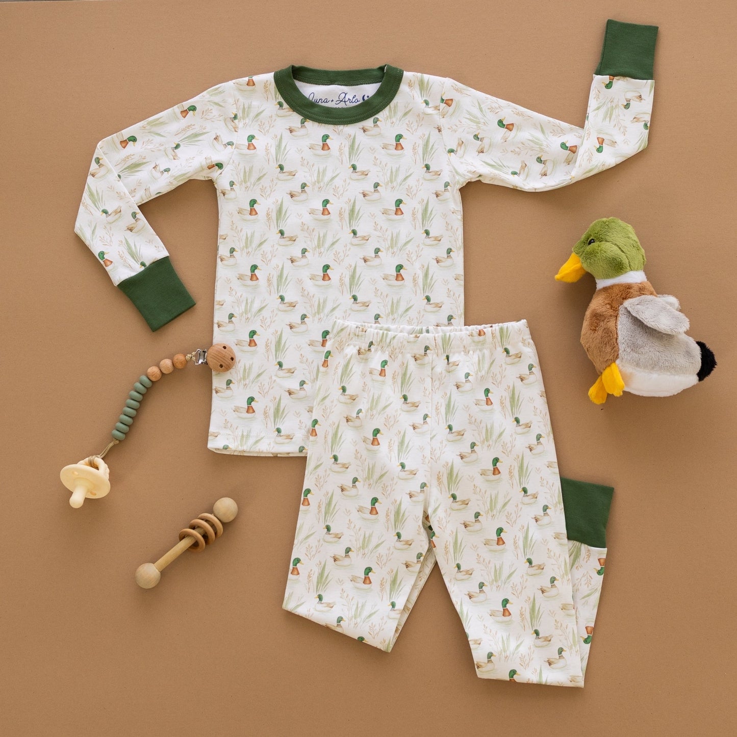 Luna and Arlo_Mallard's Pond Long Pajamas_3