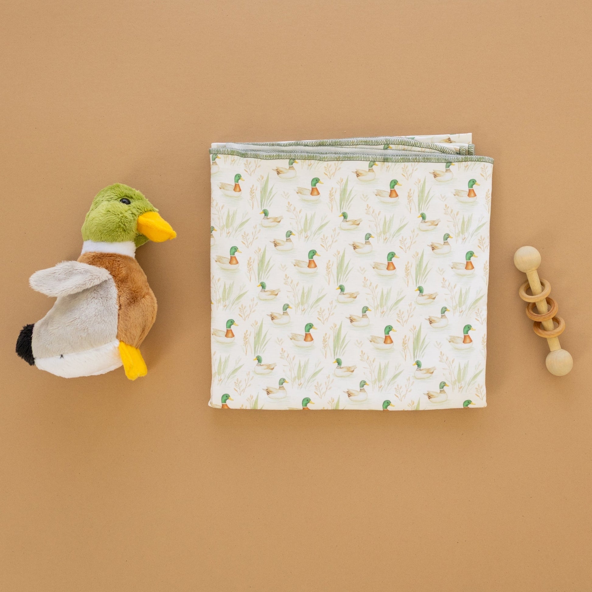 Luna and Arlo_Mallard's Pond Swaddle Blanket_1