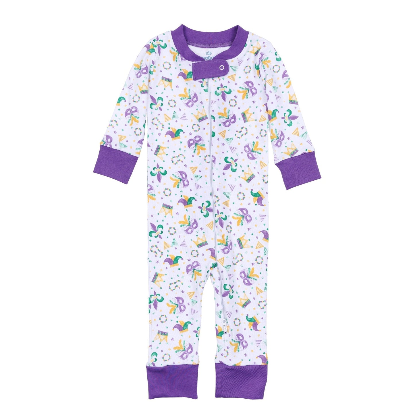 Mardi Gras Munchkins Zip Pajamas - Magnolia BabyZipper Pajamas