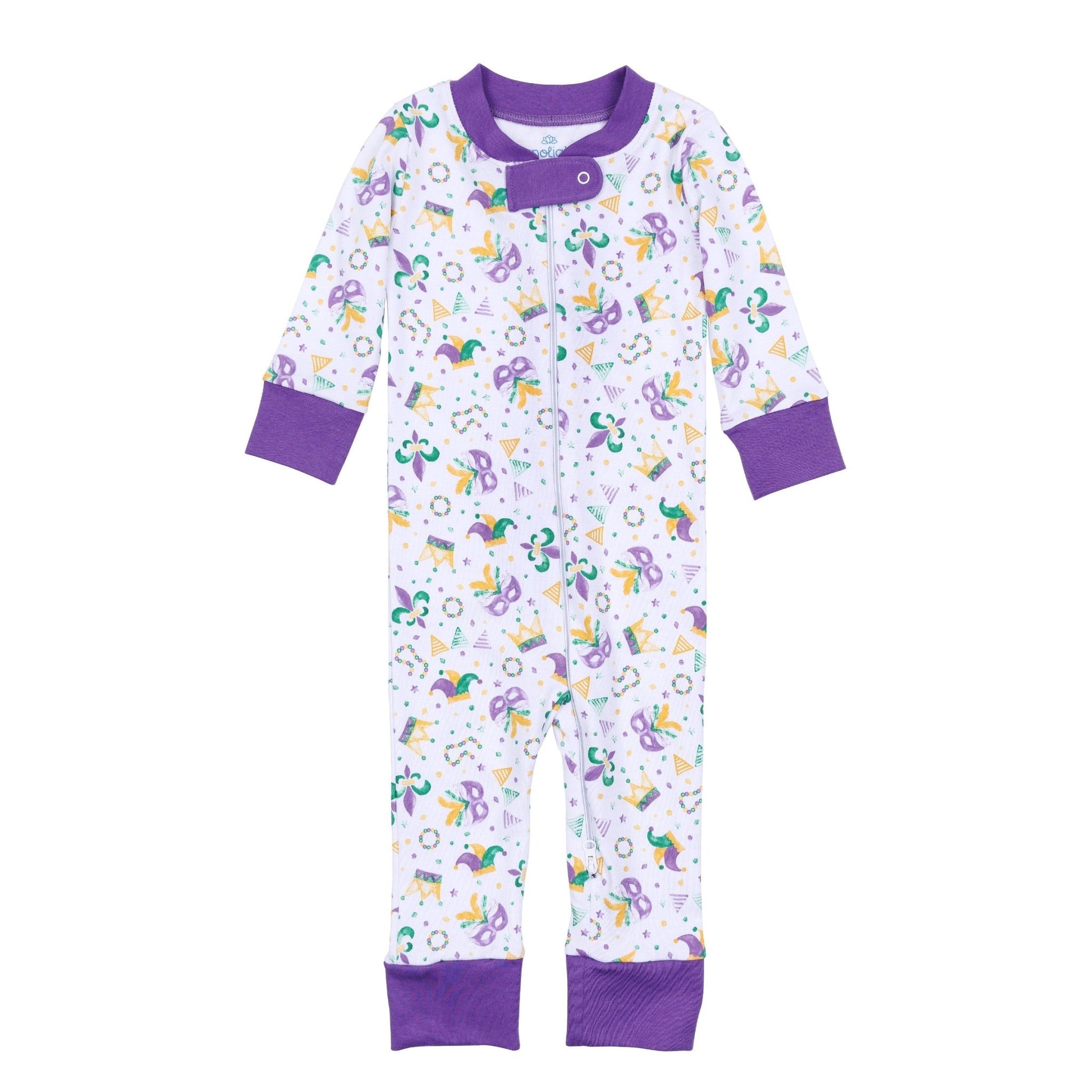 Mardi Gras Munchkins Zip Pajamas - Magnolia BabyZipper Pajamas