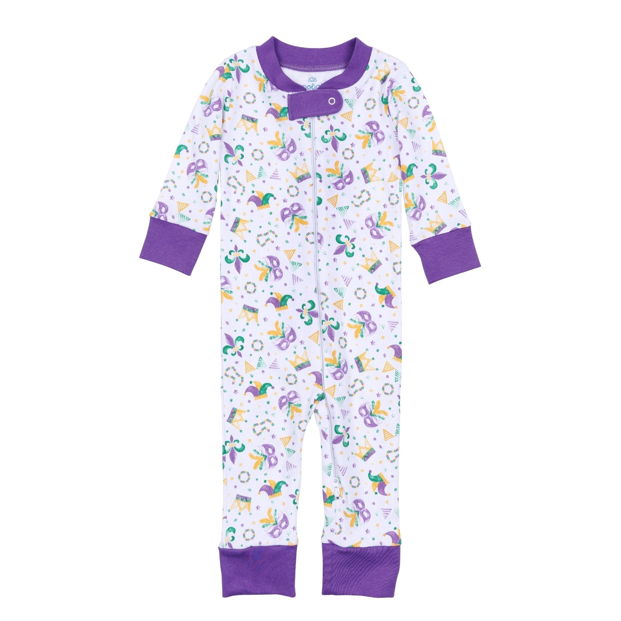 Mardi Gras Munchkins Zip Pajamas - Magnolia BabyZipper Pajamas