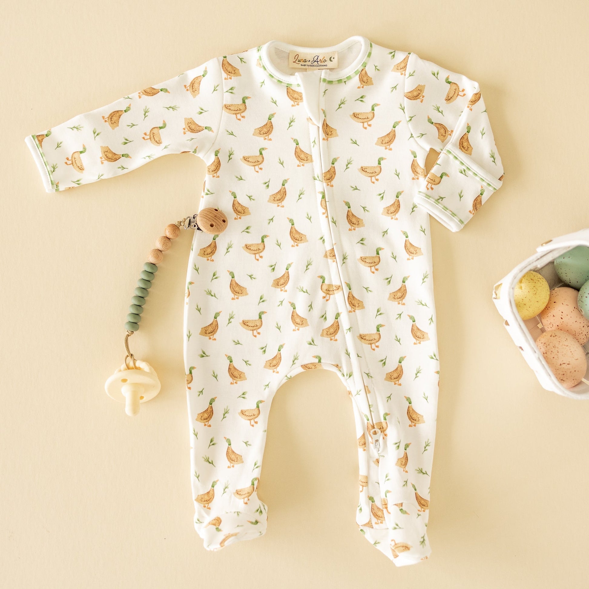 Meadowland Mallards Zip Footie - Magnolia BabyFootie