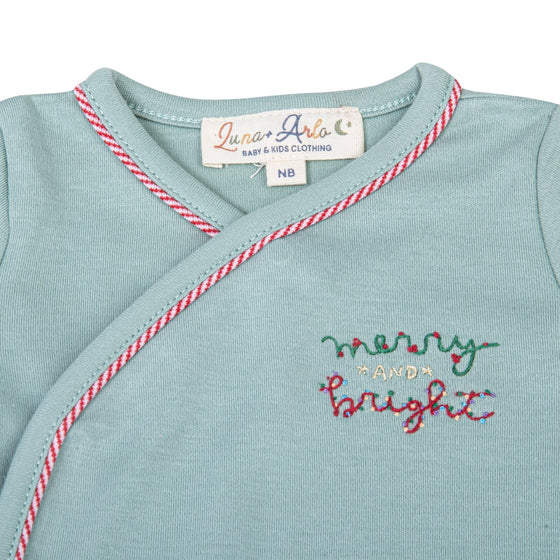 Merry and Bright Embroidered Footed Pant Set by Luna and Arlo - Magnolia Baby2pc Pant Set